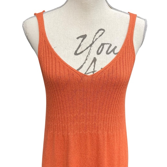 Mr & Mrs Italy Burnt Orange Fine Knit Ribbed Top Sleeveless Maxi Dress (M) - Picture 4 of 10